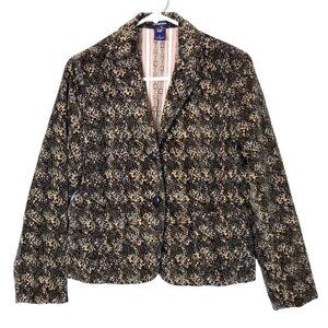 Gap Vintage Y2K Corduroy Blazer Jacket Women 8 Medium Suit Coat Brown Black Work